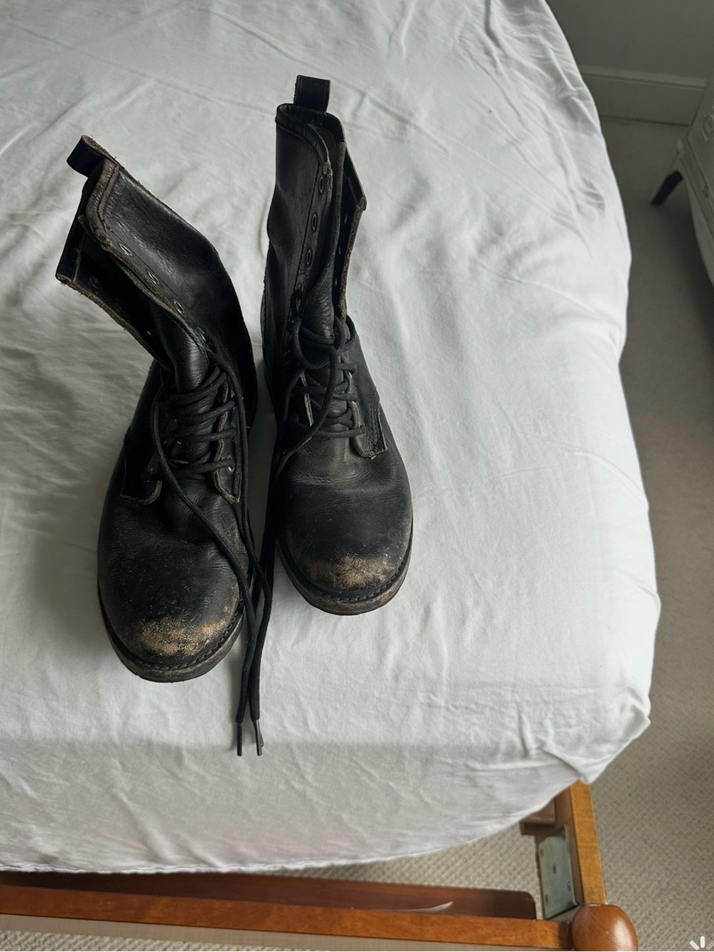 Frye Women's Veronica Distressed Black Combat Moto Boots